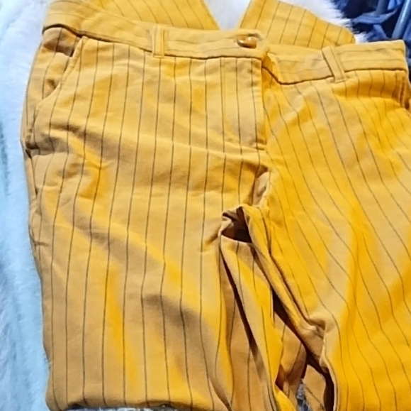 Zara Mustard Pinstripe Pants - Picture 4 of 6